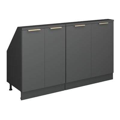 Vicco Ensemble de meuble sous pente Rion Anthracite-or/Anthracite L140 x P46 cm , Lot de 2, gain de place pour les pièces mansardées Vicco Ensemble de meuble sous pente Rion Anthracite-or/Anthracite L140 x P46 cm , Lot de 2, gain de place pour les pièces mansardées