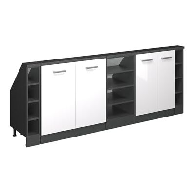 Vicco Ensemble de meuble sous pente Rion Blanc Brillant/Anthracite L210 x P46 cm , Lot de 5, gain de place pour les pièces mansardées Vicco Ensemble de meuble sous pente Rion Blanc Brillant/Anthracite L210 x P46 cm , Lot de 5, gain de place pour les pièces mansardées