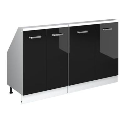 Vicco Ensembles de meuble de rangement sous pente Rion, Noir Brillant/Blanc L140 x P46 cm , Lot de 2, gain de place pour les pièces mansardées Vicco Ensembles de meuble de rangement sous pente Rion, Noir Brillant/Blanc L140 x P46 cm , Lot de 2, gain de place pour les pièces mansardées