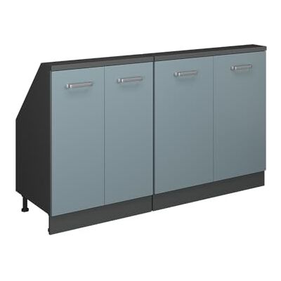 Vicco Ensembles de meuble de rangement sous pente Rion Bleu-gris/Anthracite L140 x P46 cm , Lot de 2, gain de place pour les pièces mansardées Vicco Ensembles de meuble de rangement sous pente Rion Bleu-gris/Anthracite L140 x P46 cm , Lot de 2, gain de place pour les pièces mansardées