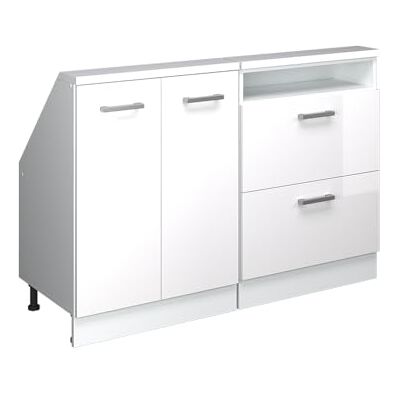 Vicco Ensembles de meuble de rangement sous pente Rion Blanc Brillant/Blanc L120 x P46 cm , Lot de 2, gain de place pour les pièces mansardées Vicco Ensembles de meuble de rangement sous pente Rion Blanc Brillant/Blanc L120 x P46 cm , Lot de 2, gain de place pour les pièces mansardées