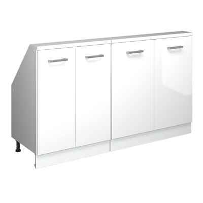 Vicco Ensembles de meuble de rangement sous pente Rion Blanc Brillant/Blanc L140 x P46 cm , Lot de 2, gain de place pour les pièces mansardées Vicco Ensembles de meuble de rangement sous pente Rion Blanc Brillant/Blanc L140 x P46 cm , Lot de 2, gain de place pour les pièces mansardées