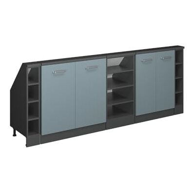 Vicco Ensembles de meuble de rangement sous pente Rion Bleu-gris/Anthracite L210 x P46 cm , Lot de 5, gain de place pour les pièces mansardées Vicco Ensembles de meuble de rangement sous pente Rion Bleu-gris/Anthracite L210 x P46 cm , Lot de 5, gain de place pour les pièces mansardées