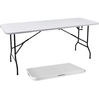 Spetebo Table pliante XL blanche 180 x 68 cm avec cadre en acier Spetebo Table pliante XL blanche 180 x 68 cm avec cadre en acier