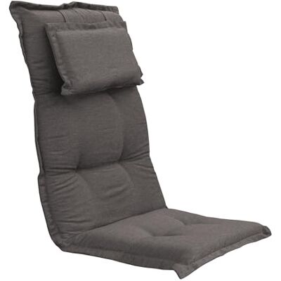 Spetebo Portland Coussin facile d'entretien avec coussin pour chaise à dossier haut Portland Gris Avec sangle de maintien Modèle 28 Spetebo Portland Coussin facile d'entretien avec coussin pour chaise à dossier haut Portland Gris Avec sangle de maintien Modèle 28