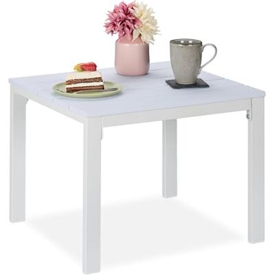 Relaxdays Table basse de balcon, résistante aux intemperies, HLP: 39 x 52 x 48 cm, table basse d'extérieur, blanc Relaxdays Table basse de balcon, résistante aux intemperies, HLP: 39 x 52 x 48 cm, table basse d'extérieur, blanc