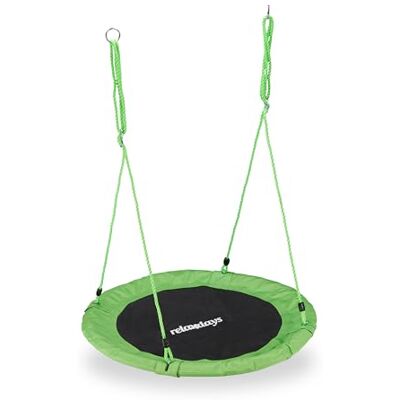 Relaxdays Balançoire nid d'oiseau rond 90 cm à suspendre enfant adulte jardin extérieur Ø 90 cm, 100 kg, vert Relaxdays Balançoire nid d'oiseau rond 90 cm à suspendre enfant adulte jardin extérieur Ø 90 cm, 100 kg, vert