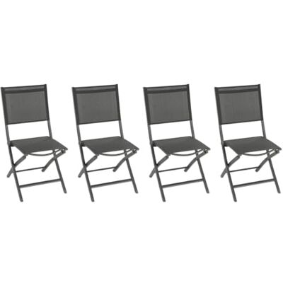 HESPERIDE Hespéride Lot de 4 Chaises de Jardin Pliantes Essentia Anthracite Aluminium Texaline Dim 45 x 57 x 90 cm Meuble d'Extérieur Pliable HESPERIDE Hespéride Lot de 4 Chaises de Jardin Pliantes Essentia Anthracite Aluminium Texaline Dim 45 x 57 x 90 cm Meuble d'Extérieur Pliable