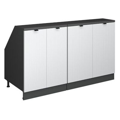 Vicco Ensemble de meuble sous pente Rion Blanc cannelé/Anthracite L140 x P60 cm , Lot de 2, gain de place pour les pièces mansardées Vicco Ensemble de meuble sous pente Rion Blanc cannelé/Anthracite L140 x P60 cm , Lot de 2, gain de place pour les pièces mansardées