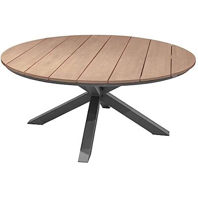 HESPERIDE Hespéride Table de Jardin ronde Oriengo Gris Graphite 8 Places Aluminium Antirouille Acacia Mobilier d'Extérieur pour Terrasse Balcon Patio HESPERIDE Hespéride Table de Jardin ronde Oriengo Gris Graphite 8 Places Aluminium Antirouille Acacia Mobilier d'Extérieur pour Terrasse Balcon Patio