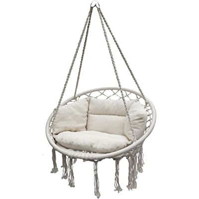 Spetebo Fauteuil suspendu Relax 80 cm avec coussin Naturel Panier suspendu pour l'intérieur et l'extérieur Fauteuil suspendu flottant Panier balançoire en coton tressé pour l'extérieur Spetebo Fauteuil suspendu Relax 80 cm avec coussin Naturel Panier suspendu pour l'intérieur et l'extérieur Fauteuil suspendu flottant Panier balançoire en coton tressé pour l'extérieur