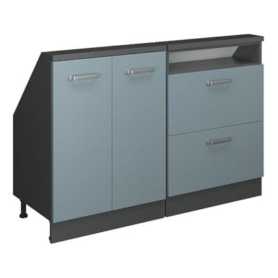 Vicco Ensembles de meuble de rangement sous pente Rion Bleu-gris/Anthracite L120 x P46 cm , Lot de 2, gain de place pour les pièces mansardées Vicco Ensembles de meuble de rangement sous pente Rion Bleu-gris/Anthracite L120 x P46 cm , Lot de 2, gain de place pour les pièces mansardées
