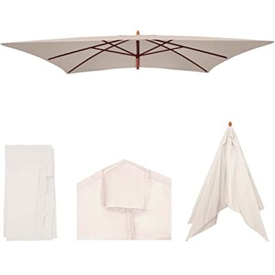 Mendler Housse de rechange pour parasol en bois Florida 2 x 3 m Housse de parasol de jardin Crème Mendler Housse de rechange pour parasol en bois Florida 2 x 3 m Housse de parasol de jardin Crème