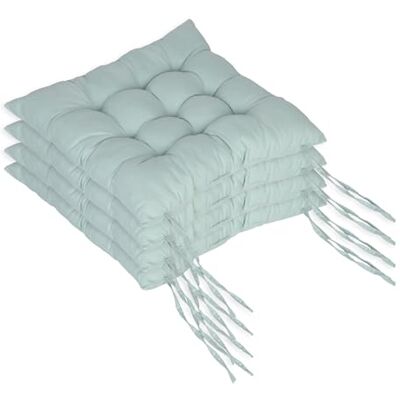 Relaxdays Lot de 4 coussins de chaise 40 x 40 cm Rembourrés avec rubans Pour l'intérieur et l'extérieur Housse en polyester Vert clair Relaxdays Lot de 4 coussins de chaise 40 x 40 cm Rembourrés avec rubans Pour l'intérieur et l'extérieur Housse en polyester Vert clair