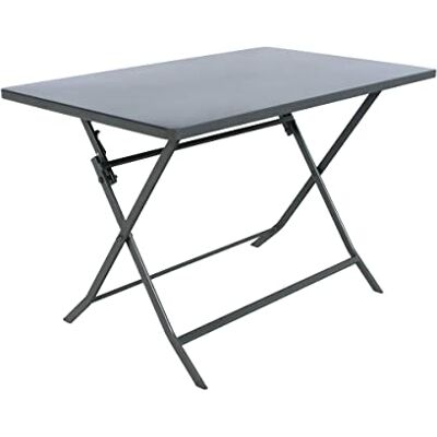 HESPERIDE Hespéride Table de Jardin Pliante Rectangle Greensboro 4 Places Gris Graphite Acier Antirouille Renforcé Mobilier pour Jardin, Balcon, Terrasse HESPERIDE Hespéride Table de Jardin Pliante Rectangle Greensboro 4 Places Gris Graphite Acier Antirouille Renforcé Mobilier pour Jardin, Balcon, Terrasse