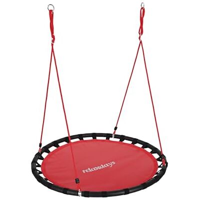Relaxdays Balançoire nid d'oiseau rond 120 cm à suspendre enfant adulte jardin extérieur 100 kg Relaxdays Balançoire nid d'oiseau rond 120 cm à suspendre enfant adulte jardin extérieur 100 kg