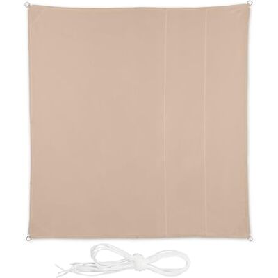 Relaxdays Voile d'ombrage 2,5 x 2,5 m hydrofuge Polyester Cordes Tendeuses, Carré, Jardin, Balcon, Beige Relaxdays Voile d'ombrage 2,5 x 2,5 m hydrofuge Polyester Cordes Tendeuses, Carré, Jardin, Balcon, Beige
