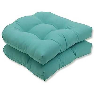 Pillow Perfect Pompeii Lot de 2 coussins de chaise de terrasse en osier solides réversibles, résistants aux intempéries et à la décoloration, coins arrondis, 48,3 x 48,3 cm, bleu Pillow Perfect Pompeii Lot de 2 coussins de chaise de terrasse en osier solides réversibles, résistants aux intempéries et à la décoloration, coins arrondis, 48,3 x 48,3 cm, bleu