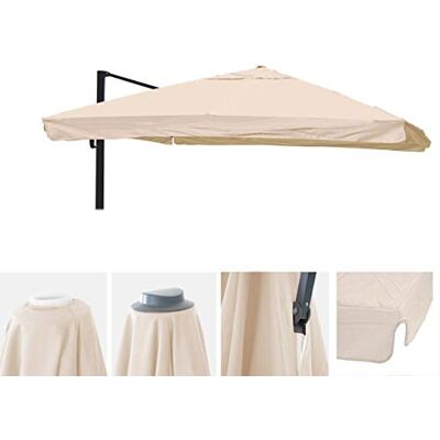Mendler Housse de rechange pour parasol déporté HWC-A96 Avec rabat 3 x 3 m (Ø4,24 m) Polyester 3 kg, ivoire, Mendler Housse de rechange pour parasol déporté HWC-A96 Avec rabat 3 x 3 m (Ø4,24 m) Polyester 3 kg, ivoire,