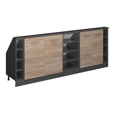 Vicco Ensembles de meuble de rangement sous pente Rion, Sonoma/Anthracite L210 x P46 cm , Lot de 5, gain de place pour les pièces mansardées Vicco Ensembles de meuble de rangement sous pente Rion, Sonoma/Anthracite L210 x P46 cm , Lot de 5, gain de place pour les pièces mansardées