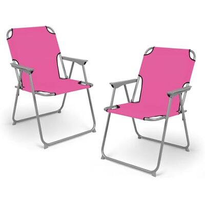 Spetebo Lot De 2 Chaises Pliantes De Camping Classiques En Polyester Rose Charge Maximale De 120 Kg Pour Jardin, Pêche, Festival Spetebo Lot De 2 Chaises Pliantes De Camping Classiques En Polyester Rose Charge Maximale De 120 Kg Pour Jardin, Pêche, Festival