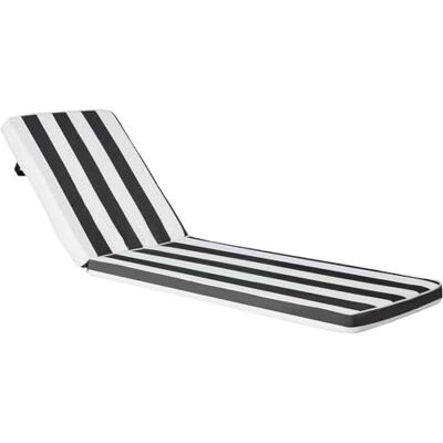 VEVOR Coussin de Bain de Soleil, 189 x 56 cm, Coussin de Chaise Longue Jardin, Lot de 2, Imperméable Épais Résistant Décoloration, avec Attaches, pour Terrasse, Patio, Bord Piscine, Rayure Noir Blanc VEVOR Coussin de Bain de Soleil, 189 x 56 cm, Coussin de Chaise Longue Jardin, Lot de 2, Imperméable Épais Résistant Décoloration, avec Attaches, pour Terrasse, Patio, Bord Piscine, Rayure Noir Blanc