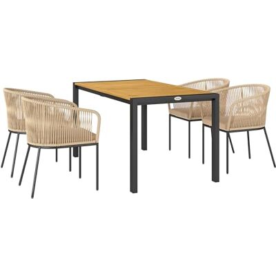 Outsunny Set Jardin en Rotin Poly 5 Pièces pour 4 Naturel Bois+Kaki Set salon extérieur résistant aux intempéries : table, 4 chaises, coussins amovibles. Pour balcon ou jardin. Outsunny Set Jardin en Rotin Poly 5 Pièces pour 4 Naturel Bois+Kaki Set salon extérieur résistant aux intempéries : table, 4 chaises, coussins amovibles. Pour balcon ou jardin.