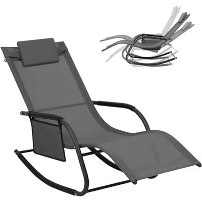 WOLTU Chaise longue de jardin, résistante aux intempéries, pour extérieur, relaxation, jusqu'à 150 kg, avec appui-tête amovible, pour jardin et balcon, gris WOLTU Chaise longue de jardin, résistante aux intempéries, pour extérieur, relaxation, jusqu'à 150 kg, avec appui-tête amovible, pour jardin et balcon, gris
