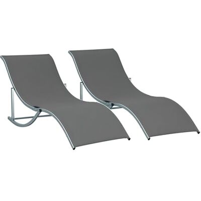 Outsunny Lot de 2 Bains de Soleil Pliables Chaise Longue 120 Kg Anthracite Jardin Extérieur, Aluminium et Textilène, Transat Jardin Extérieur, pour Patio Terrasse Plage Outsunny Lot de 2 Bains de Soleil Pliables Chaise Longue 120 Kg Anthracite Jardin Extérieur, Aluminium et Textilène, Transat Jardin Extérieur, pour Patio Terrasse Plage