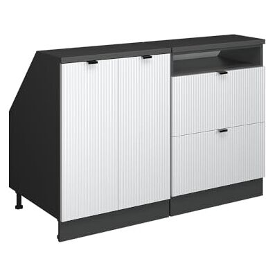 Vicco Ensemble de meuble sous pente Rion Blanc cannelé/Anthracite L120 x P60 cm , Lot de 2, gain de place pour les pièces mansardées Vicco Ensemble de meuble sous pente Rion Blanc cannelé/Anthracite L120 x P60 cm , Lot de 2, gain de place pour les pièces mansardées