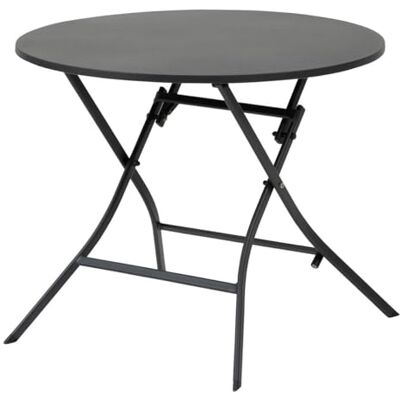 HESPERIDE Hespéride Table de Jardin Pliante ronde Greensboro Gris Graphite 4 Places Acier Traité Epoxy Traitement Antirouille Renforcé HESPERIDE Hespéride Table de Jardin Pliante ronde Greensboro Gris Graphite 4 Places Acier Traité Epoxy Traitement Antirouille Renforcé