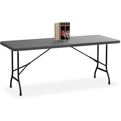 Relaxdays table de jardin pliante, 72 x 180 x 74 cm, grise plastique et acier, 8 personnes, table de camping Relaxdays table de jardin pliante, 72 x 180 x 74 cm, grise plastique et acier, 8 personnes, table de camping