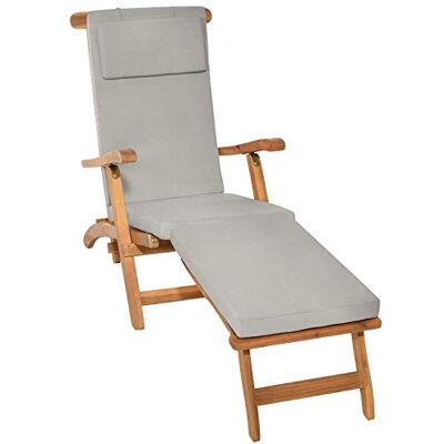 Beautissu coussin bain de soleil transat extérieur chaise longue housse 175x45x5cm gris clair matelas de amovible luxe LoftLux DC Beautissu coussin bain de soleil transat extérieur chaise longue housse 175x45x5cm gris clair matelas de amovible luxe LoftLux DC