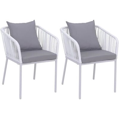 Mendler Lot de 2 chaises de jardin HWC-N41 Accoudoirs d'extérieur Résistant aux intempéries En aluminium tressé Gris clair Coussin gris clair Mendler Lot de 2 chaises de jardin HWC-N41 Accoudoirs d'extérieur Résistant aux intempéries En aluminium tressé Gris clair Coussin gris clair