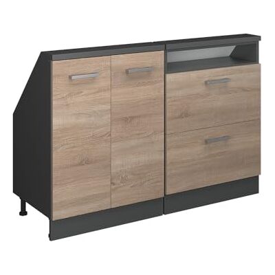 Vicco Ensembles de meuble de rangement sous pente Rion, Sonoma/Anthracite L120 x P46 cm , Lot de 2, gain de place pour les pièces mansardées Vicco Ensembles de meuble de rangement sous pente Rion, Sonoma/Anthracite L120 x P46 cm , Lot de 2, gain de place pour les pièces mansardées