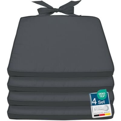 Beautissu Lot de 4 Galette de Chaise déhoussable pour intérieur Coussin 45x40x5cm Gris Graphite d'assise Confortable pour jardin rotin Outdoor Set extérieur Pia Beautissu Lot de 4 Galette de Chaise déhoussable pour intérieur Coussin 45x40x5cm Gris Graphite d'assise Confortable pour jardin rotin Outdoor Set extérieur Pia