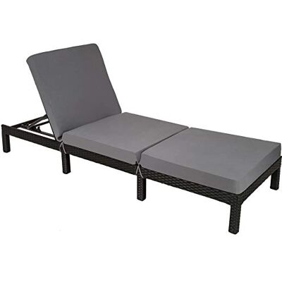 tectake Chaise longue bain de soleil meuble de jardin en résine tressée transat diverses couleurs au choix (Noir No. 402307) tectake Chaise longue bain de soleil meuble de jardin en résine tressée transat diverses couleurs au choix (Noir No. 402307)
