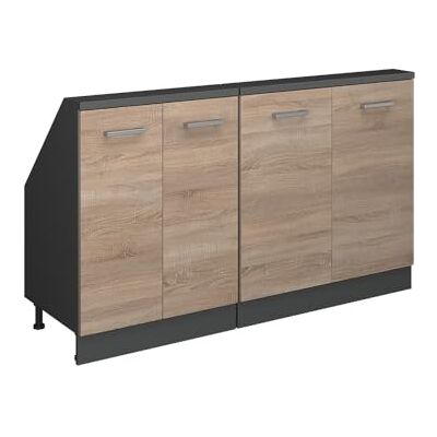 Vicco Ensembles de meuble de rangement sous pente Rion, Sonoma/Anthracite L140 x P46 cm , Lot de 2, gain de place pour les pièces mansardées Vicco Ensembles de meuble de rangement sous pente Rion, Sonoma/Anthracite L140 x P46 cm , Lot de 2, gain de place pour les pièces mansardées