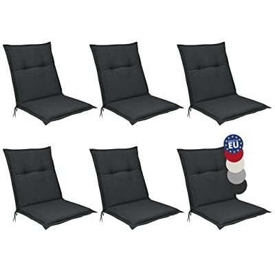 Beautissu Lot de 6 Coussin Matelas Chaise Fauteuil de Jardin à Dossier Bas 100x50x6cm Gris Graphite assise pour balcon camping d'assise extérieur Base NL Beautissu Lot de 6 Coussin Matelas Chaise Fauteuil de Jardin à Dossier Bas 100x50x6cm Gris Graphite assise pour balcon camping d'assise extérieur Base NL