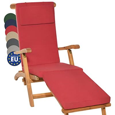 Beautissu coussin bain de soleil matelas transat chaise longue extérieur 175x45x5cm rouge housse amovible luxe rembourrage jardin LoftLux DC Beautissu coussin bain de soleil matelas transat chaise longue extérieur 175x45x5cm rouge housse amovible luxe rembourrage jardin LoftLux DC