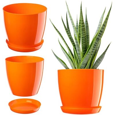 KADAX Pot de fleurs avec soucoupe Diamètre : 14 cm Orange Pour l'intérieur et l'extérieur Idéal pour le salon, le balcon, la salle de bain ou les WC Les couleurs vives apportent de la KADAX Pot de fleurs avec soucoupe Diamètre : 14 cm Orange Pour l'intérieur et l'extérieur Idéal pour le salon, le balcon, la salle de bain ou les WC Les couleurs vives apportent de la