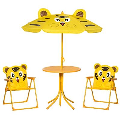 Outsunny Ensemble Salon de Jardin Enfant 4 pcs Design Grenouille Jaune Table Ronde, 2 Chaises Pliables, Parasol, Métal Époxy, Oxford Outsunny Ensemble Salon de Jardin Enfant 4 pcs Design Grenouille Jaune Table Ronde, 2 Chaises Pliables, Parasol, Métal Époxy, Oxford