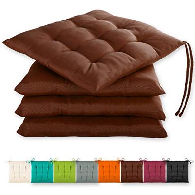 Gräfenstayn Lot de 4 coussins de siège 40 x 40 x 3 cm 30701 avec bandes de maintien pour l'intérieur et l'extérieur avec label Öko-Tex Marron marron 4 Stück (1er Pack) Gräfenstayn Lot de 4 coussins de siège 40 x 40 x 3 cm 30701 avec bandes de maintien pour l'intérieur et l'extérieur avec label Öko-Tex Marron marron 4 Stück (1er Pack)