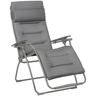 Lafuma MOBILIER Fauteuil Relaxant de Jardin Chaise Longue Rembourré sans Gravité Futura Confort Gris Argent Fabriqué en France LFM3130_8901 L88xl71xH115cm Lafuma MOBILIER Fauteuil Relaxant de Jardin Chaise Longue Rembourré sans Gravité Futura Confort Gris Argent Fabriqué en France LFM3130_8901 L88xl71xH115cm