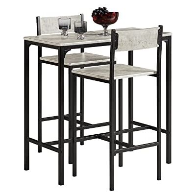 SoBuy OGT03-HG Ensemble de table de bar avec 2 chaises Peu encombrant Pour 2 personnes Table à manger haute avec chaises Table de bistrot Table de jardin pour petite cuisine, balcon ou SoBuy OGT03-HG Ensemble de table de bar avec 2 chaises Peu encombrant Pour 2 personnes Table à manger haute avec chaises Table de bistrot Table de jardin pour petite cuisine, balcon ou