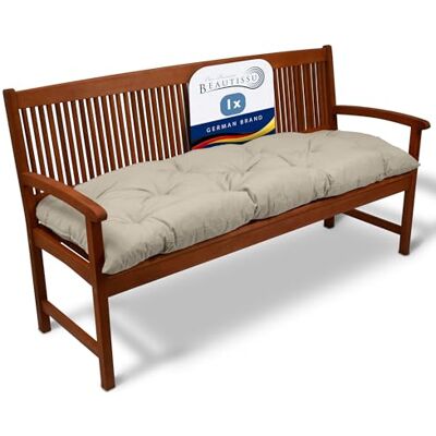 Beautissu Coussin banc de jardin extérieur pour terrasse balcon balancelle 150x50x10cm nature pour banquette d'assise rembourrage assise Flair BK Beautissu Coussin banc de jardin extérieur pour terrasse balcon balancelle 150x50x10cm nature pour banquette d'assise rembourrage assise Flair BK