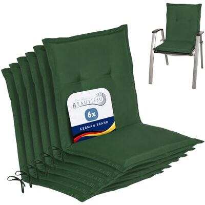 Beautissu coussins de jardin de chaise dossier bas extérieur Set 100x50x6cm vert foncé épais confortable coussin NL noyau mousse galette Loft Beautissu coussins de jardin de chaise dossier bas extérieur Set 100x50x6cm vert foncé épais confortable coussin NL noyau mousse galette Loft