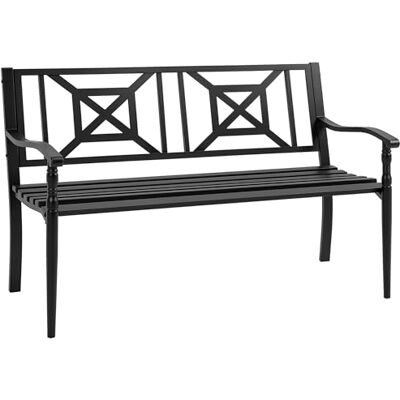Outsunny Banc de Jardin 2 Places Dossier Haut 128 x 62,5 x 81,5 cm Noir Banquette Extérieur Terrasse Patio, Assise à Lattes, Accoudoirs Confortables, Acier Outsunny Banc de Jardin 2 Places Dossier Haut 128 x 62,5 x 81,5 cm Noir Banquette Extérieur Terrasse Patio, Assise à Lattes, Accoudoirs Confortables, Acier