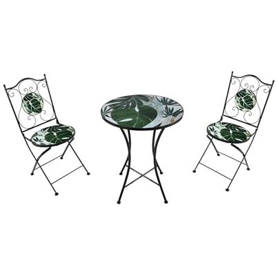 AXI Amélie Table Et Chaise Bistrot, 2 Chaises 1 Table, Ensemble Bistro Extérieur Vert Tropical Salon De Jardin Bistrot, Table Bistrot Mosaique Pour Jardin/Balcon/Terrasse AXI Amélie Table Et Chaise Bistrot, 2 Chaises 1 Table, Ensemble Bistro Extérieur Vert Tropical Salon De Jardin Bistrot, Table Bistrot Mosaique Pour Jardin/Balcon/Terrasse
