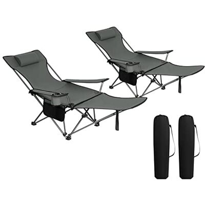 WOLTU Lot de 2 chaises pliantes légères avec porte-gobelet pour pique-nique, plage, jardin, pêche gris WOLTU Lot de 2 chaises pliantes légères avec porte-gobelet pour pique-nique, plage, jardin, pêche gris